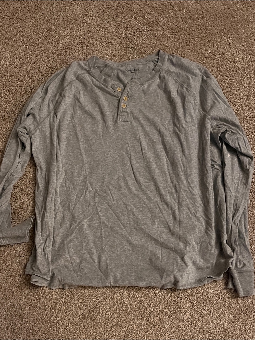 Men's Long Sleeve Henley Shirt - Gray